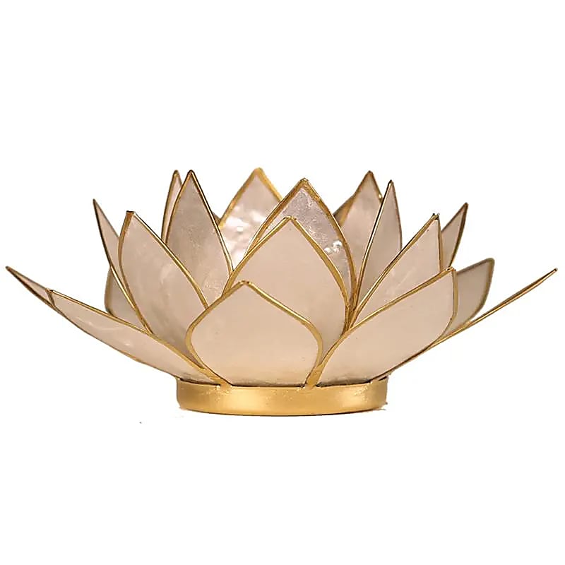 Lotus Teelichthalter Weiß