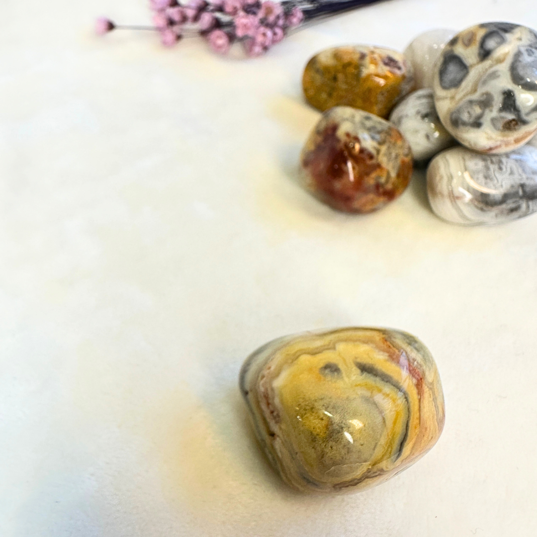 Crazy Lace Agate pocket stone