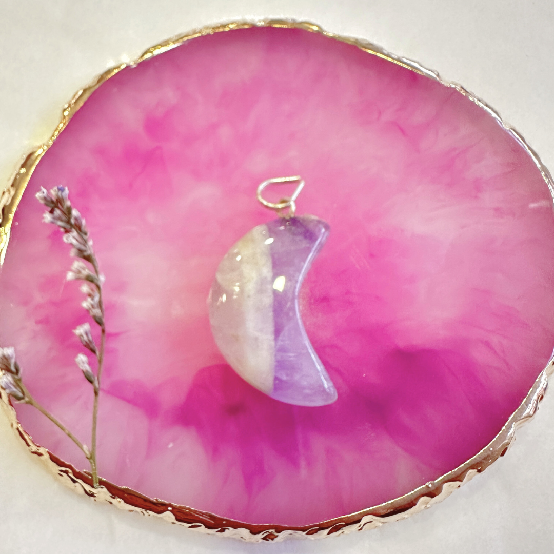 Gemstone moon pendant &