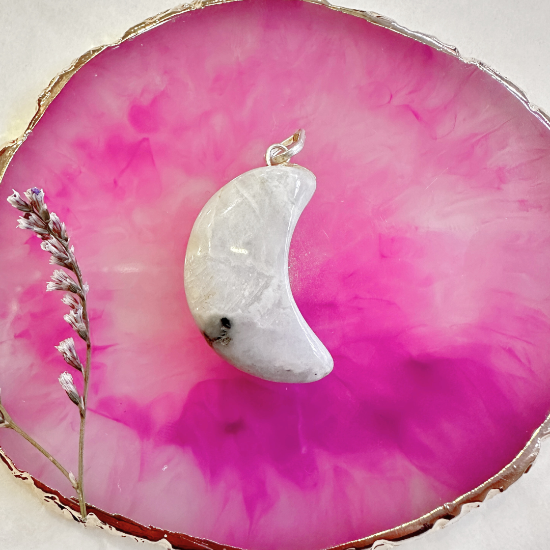Gemstone moon pendant &