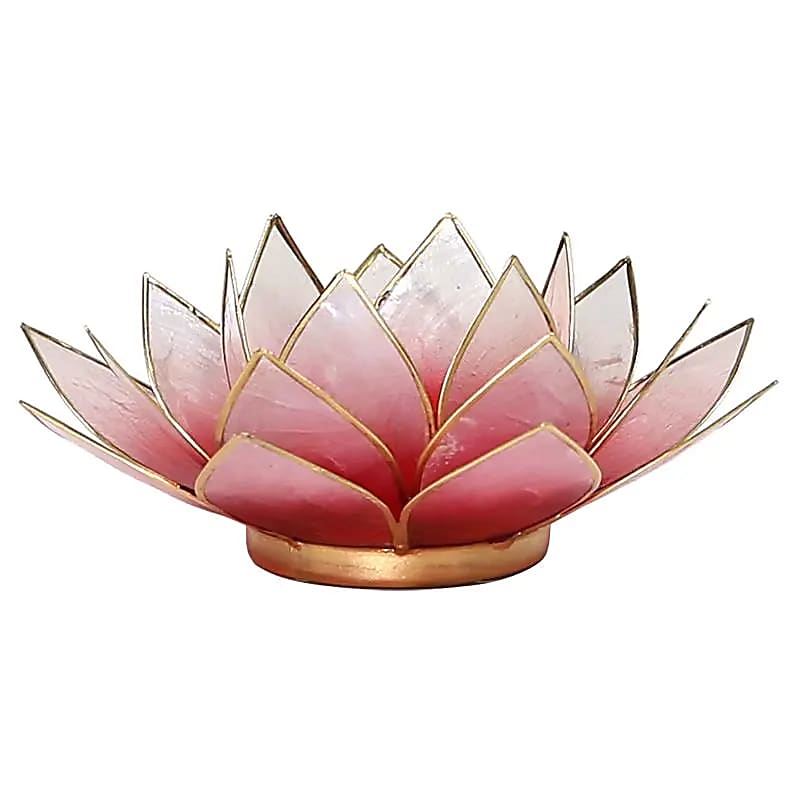 Teelichthalter Lotus Weiß/Rosa