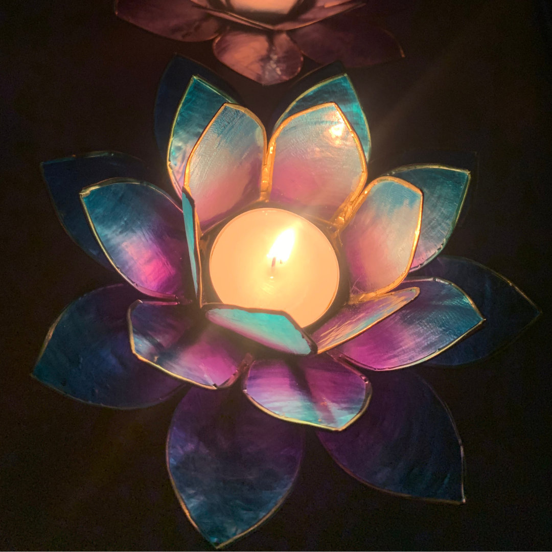 Lotus tealight holder Blue/Purple