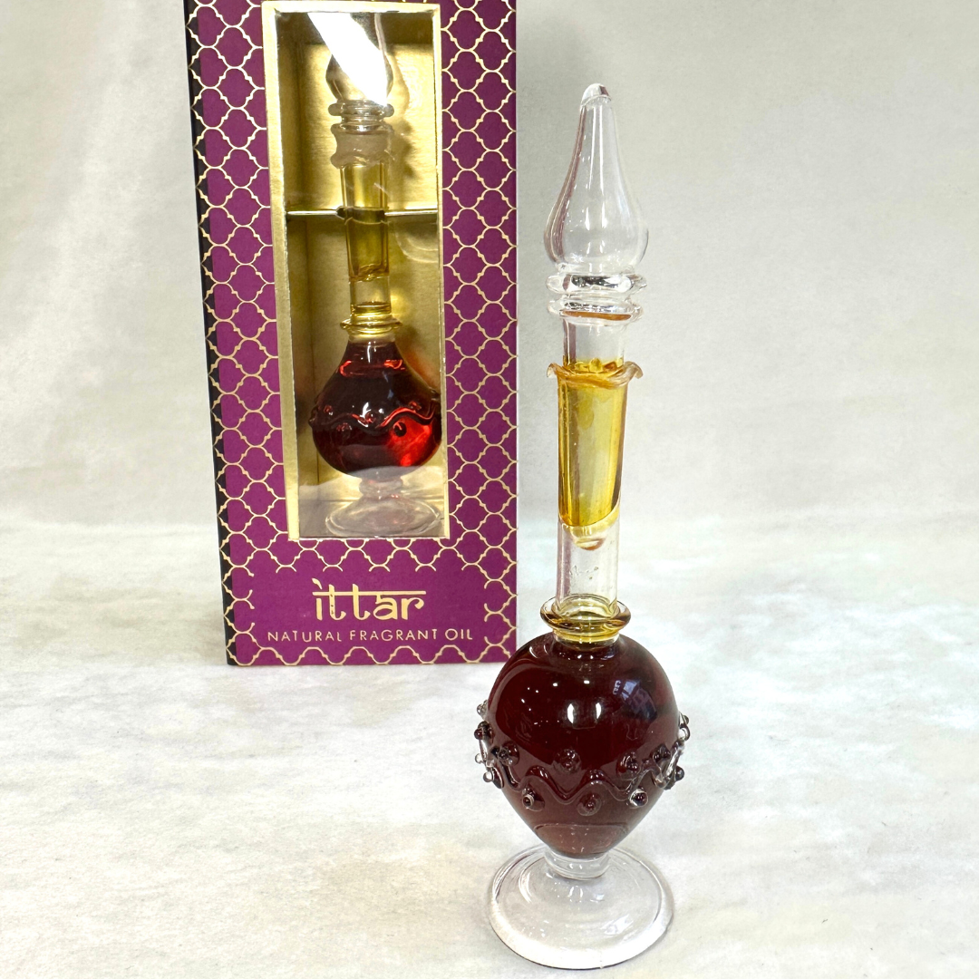 Fragrance oil Patchouli in hand-blown bottle 