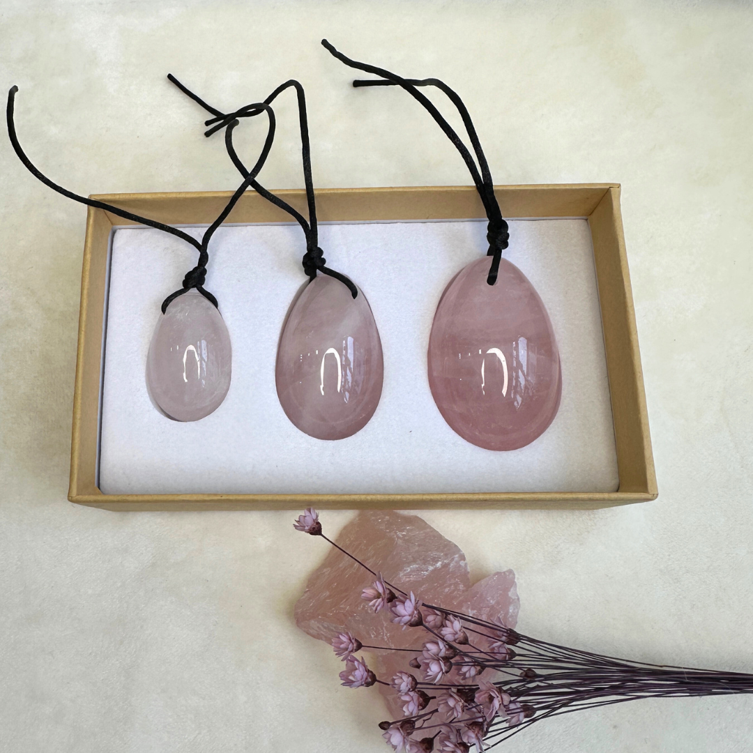 Yoni egg Rose quartz set 