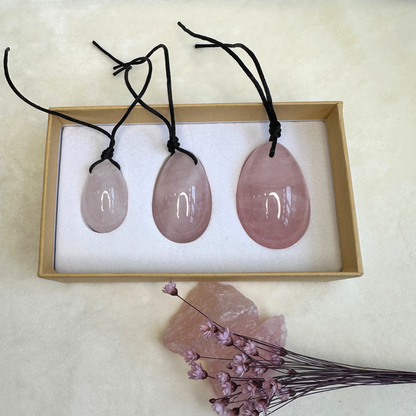 Yoni egg Rose quartz set 