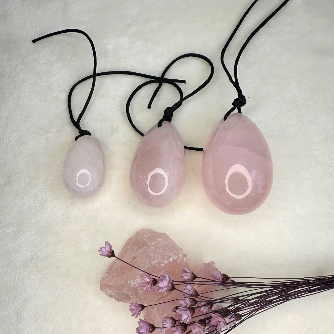 Yoni egg Rose quartz set
